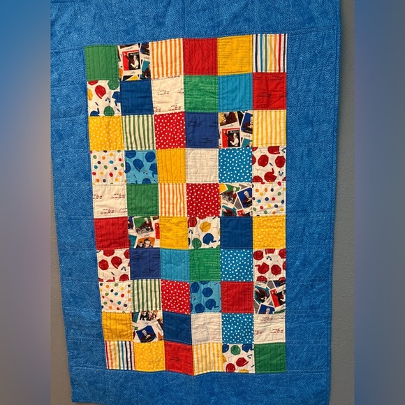 Handmade Mister Rogers Neighborhood One of a Kind Patchwork Quilt Back to School - Picture 2 of 14